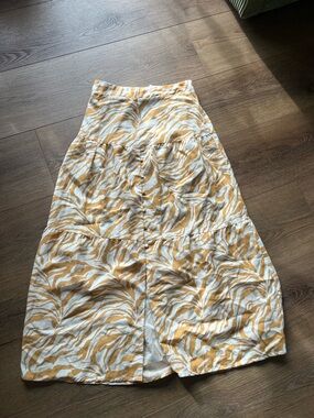 Tiered Maxi Skirt in Yellow Zebra Print